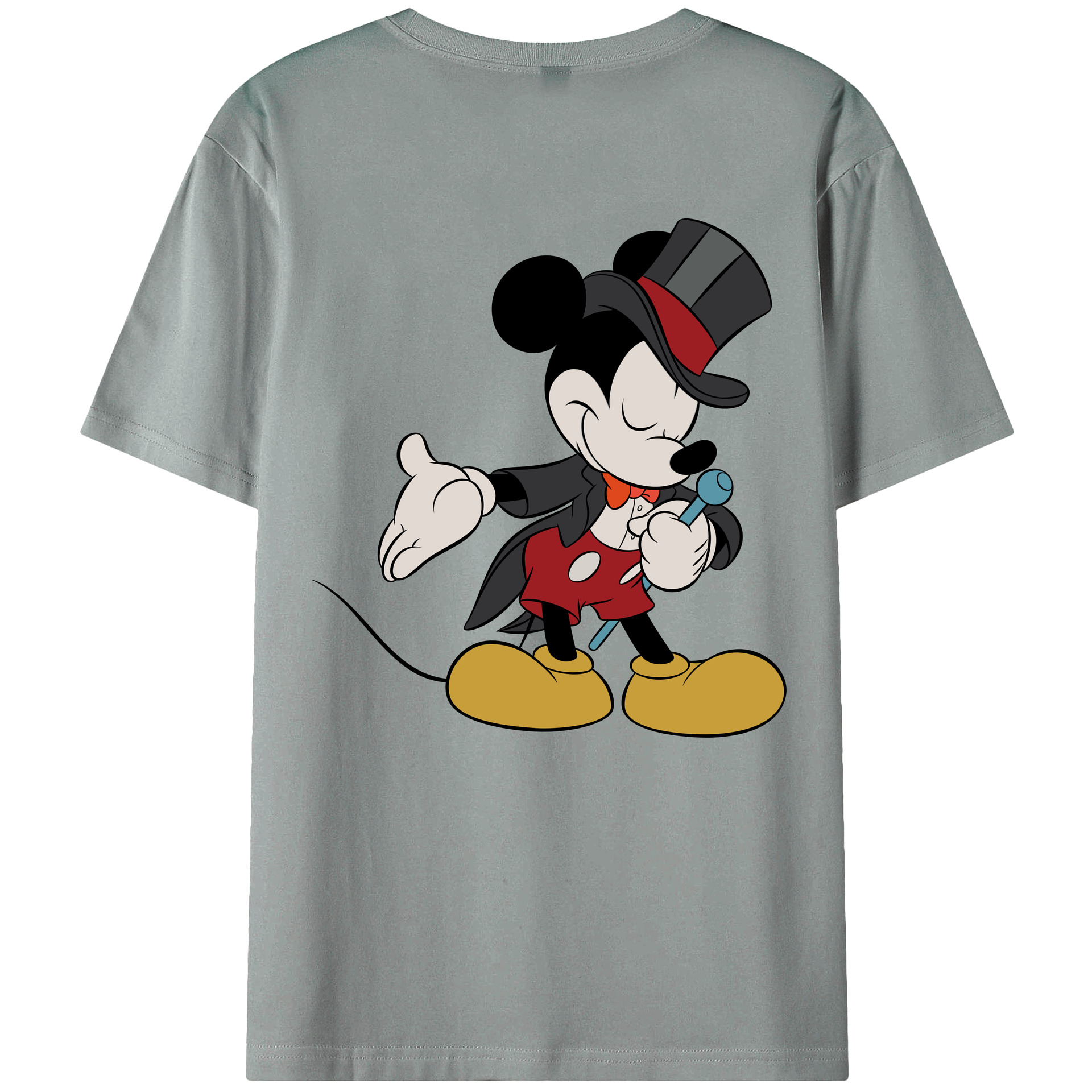 ミッキーマウス Mickey Mouse 綿100％ メンズ半袖Tシャツ（バックプリント） 通気性